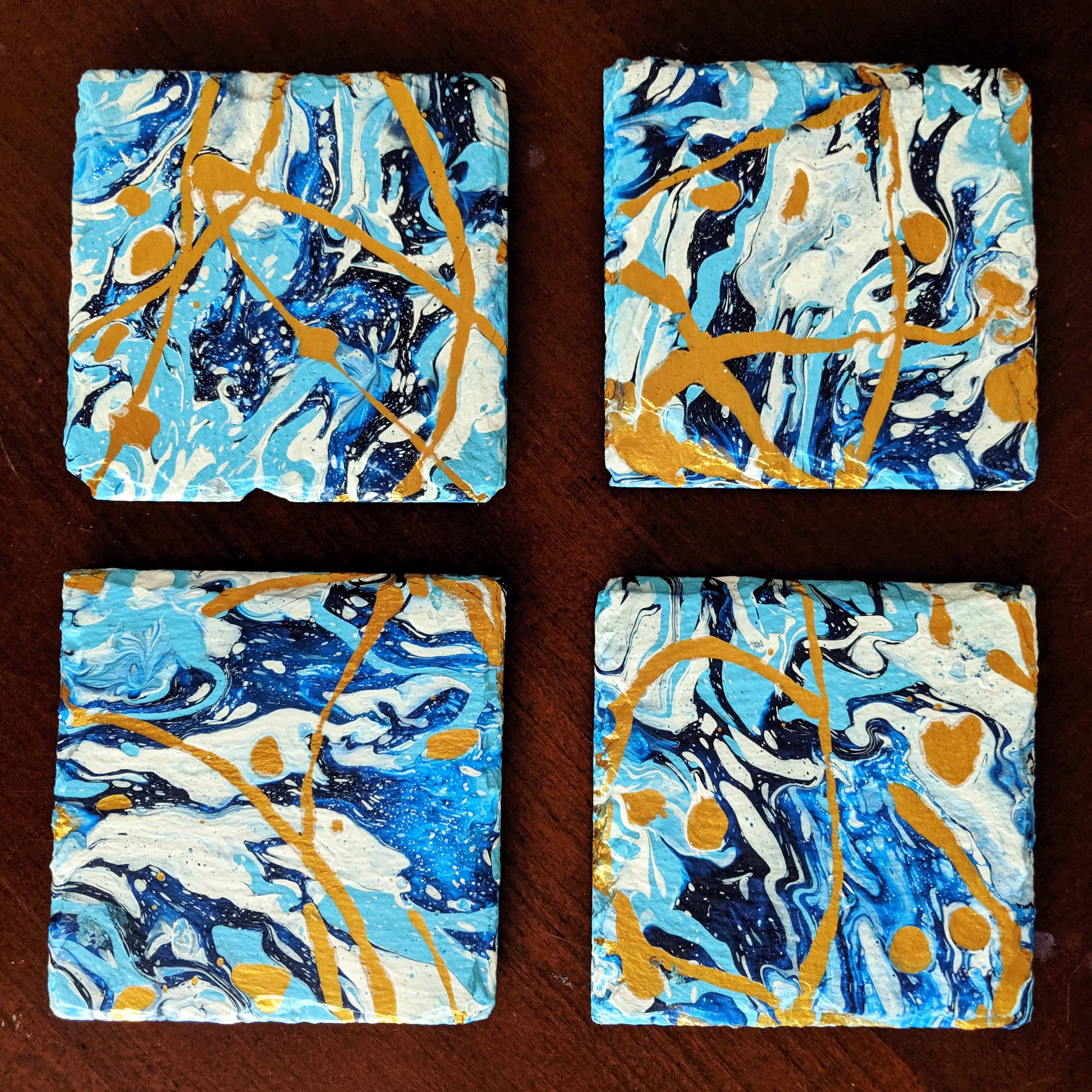 Blue & Gold Galaxy Coasters