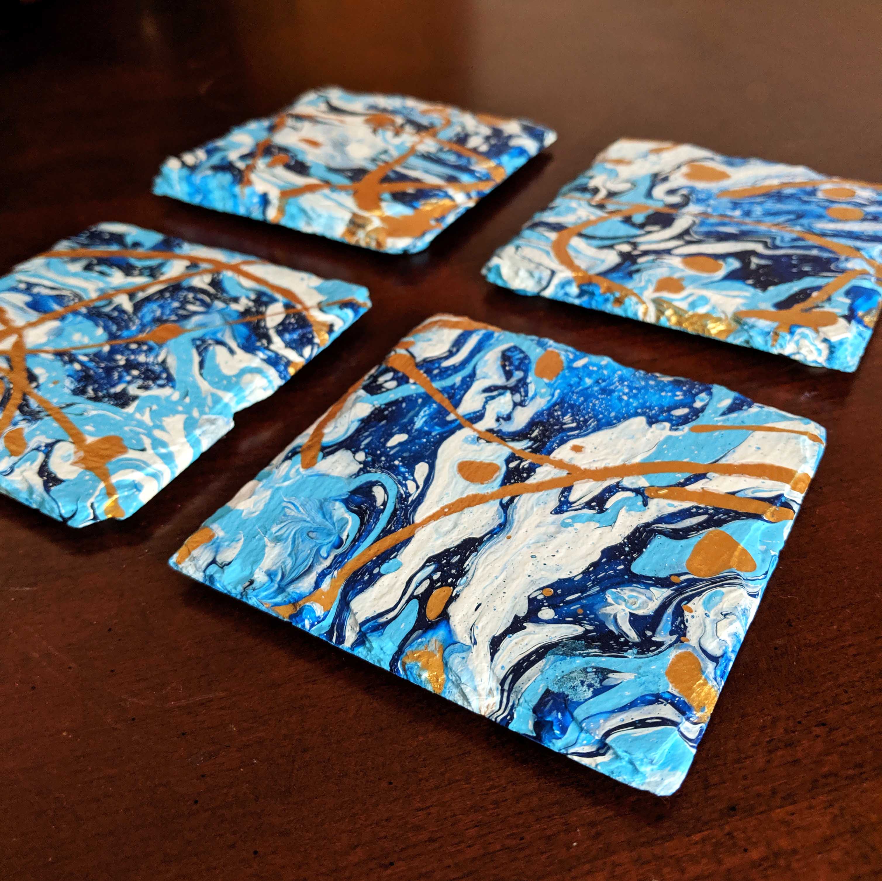 Blue & Gold Galaxy Coasters