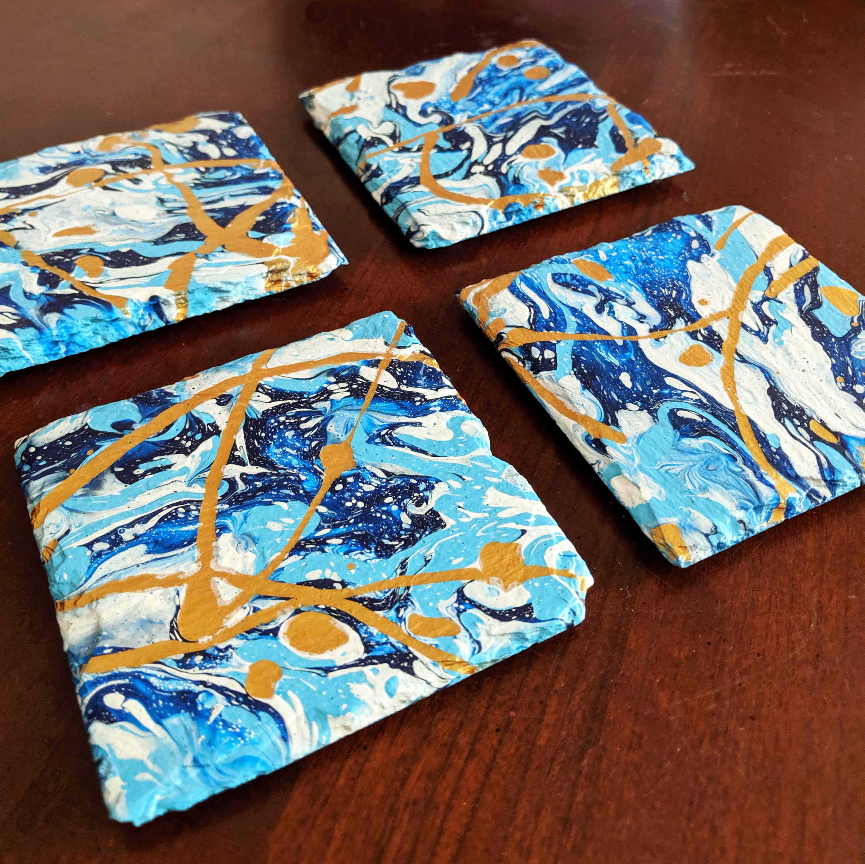 Blue & Gold Galaxy Coasters